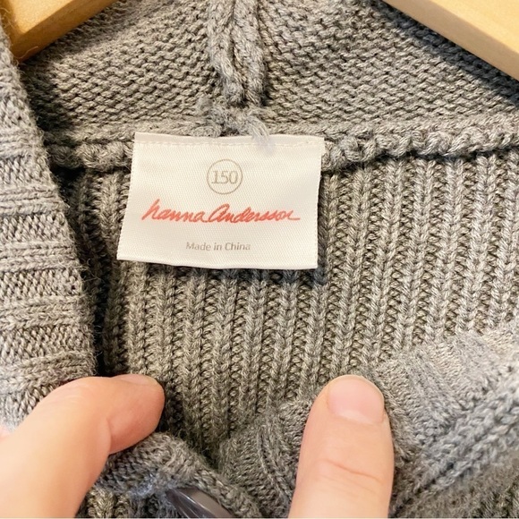Hanna Anderson | Knit Long Hooded Embroidered Cardigan Sweater Size 150- US 12 - Picture 3 of 10